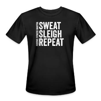 Sweat Sleigh Repeat: Festive Fitness Mantra - Men's Moisture Wicking Performance T-Shirt - black - Front - Jackson (183cm)