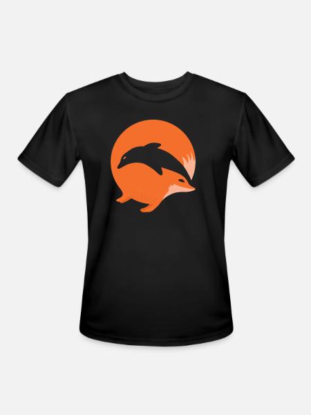 Fox or Dolphin in this fun optical illusion - Men's Moisture Wicking Performance T-Shirt - black