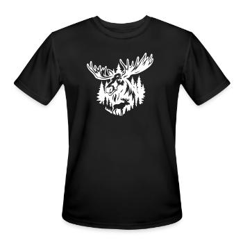 Majestic Moose Forest Illustration - Men's Moisture Wicking Performance T-Shirt - black - Front - Jackson (183cm)