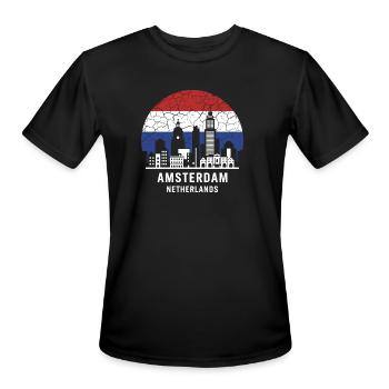Amsterdam Skyline Classic Logo - Men's Moisture Wicking Performance T-Shirt - black - Front - Jackson (183cm)