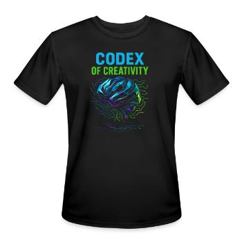 Codex of Creativity – Tech Brain Art Design - Men's Moisture Wicking Performance T-Shirt - black - Front - Jackson (183cm)