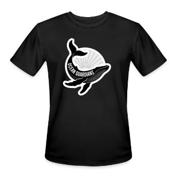Ocean Guardians Whale Emblem - Men's Moisture Wicking Performance T-Shirt - black - Front - Jackson (183cm)