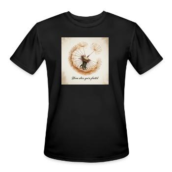 Bloom Where You're Planted Dandelion - Men's Moisture Wicking Performance T-Shirt - black - Front - Jackson (183cm)