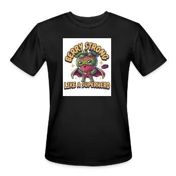 Strawberry Berry Superhero Fruity - Men's Moisture Wicking Performance T-Shirt - black - Front - Jackson (183cm)
