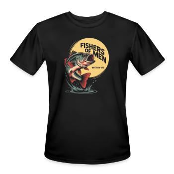 Fisher of Men Emblem - Men's Moisture Wicking Performance T-Shirt - black - Front - Jackson (183cm)
