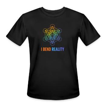I Bend Reality Geometric Cube - Men's Moisture Wicking Performance T-Shirt - black - Front - Jackson (183cm)