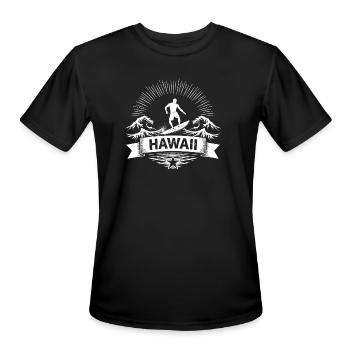 Hawaii Surf Sunburst Emblem - Men's Moisture Wicking Performance T-Shirt - black - Front - Jackson (183cm)