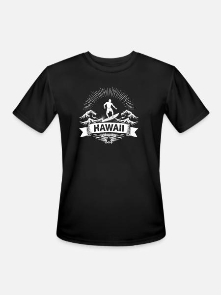 Hawaii Surf Sunburst Emblem - Men's Moisture Wicking Performance T-Shirt - black
