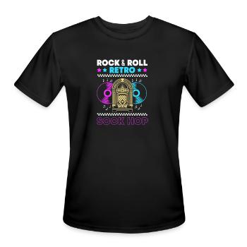 Music 50s Retro Sock Hop - Men's Moisture Wicking Performance T-Shirt - black - Front - Jackson (183cm)