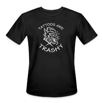 Wolf Tattoo Tattoos Are Trashy - Men's Moisture Wicking Performance T-Shirt - black - Front - Jackson (183cm)