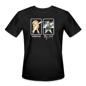 My Dad vs Your Dad Gym Bodybuilder Dabbing Unicorn - Men's Moisture Wicking Performance T-Shirt - black - Front - Jackson (183cm)