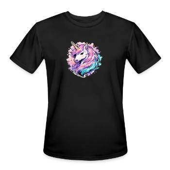 Pastel Unicorn Watercolor Burst - Men's Moisture Wicking Performance T-Shirt - black - Front - Jackson (183cm)