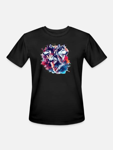 Husky Trio Neon Splash - Men's Moisture Wicking Performance T-Shirt - black