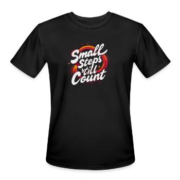Small Steps Still Count - Men's Moisture Wicking Performance T-Shirt - black - Front - Jackson (183cm)