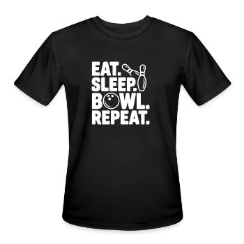 Eat. Sleep. Bowl. Repeat. - Men's Moisture Wicking Performance T-Shirt - black - Front - Jackson (183cm)