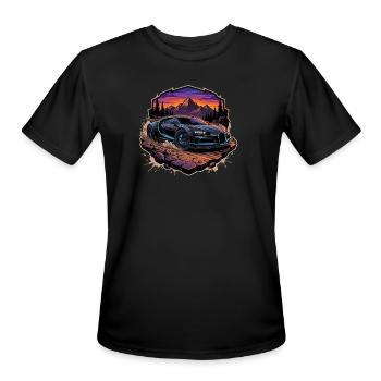 Neon Alpine Hypercar at Sunset - Men's Moisture Wicking Performance T-Shirt - black - Front - Jackson (183cm)
