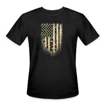 Camo Distressed Usa Flag Vintage 4th Of July - Men's Moisture Wicking Performance T-Shirt - black - Front - Jackson (183cm)