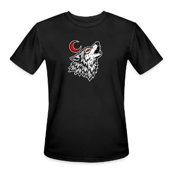 Crimson Moon Howl Wolf - Men's Moisture Wicking Performance T-Shirt - black - Front - Jackson (183cm)