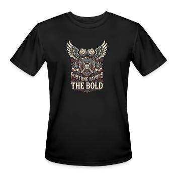 Fortune Favors The Bold Dice Crest - Men's Moisture Wicking Performance T-Shirt - black - Front - Jackson (183cm)