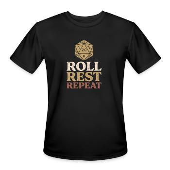 Roll Rest Repeat D20 Dice RPG - Men's Moisture Wicking Performance T-Shirt - black - Front - Jackson (183cm)