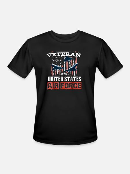 USAF Veteran Pride Art - Men's Moisture Wicking Performance T-Shirt - black
