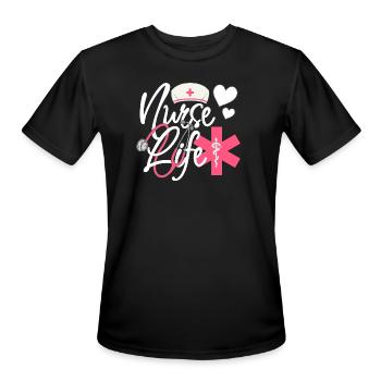 Nurse Life – Heart & Stethoscope Pride - Men's Moisture Wicking Performance T-Shirt - black - Front - Jackson (183cm)