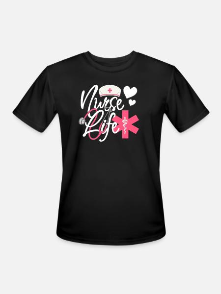 Nurse Life – Heart & Stethoscope Pride - Men's Moisture Wicking Performance T-Shirt - black