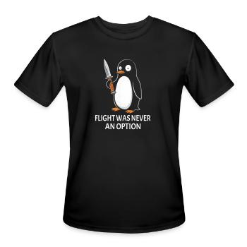 Penguin Knight: Flight Was Never an Option - Men's Moisture Wicking Performance T-Shirt - black - Front - Jackson (183cm)