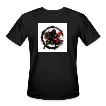 Shadow Samurai with Crimson Blade - Men's Moisture Wicking Performance T-Shirt - black - Front - Jackson (183cm)