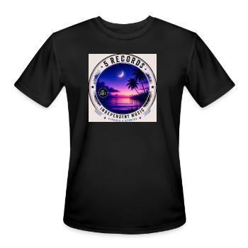 Sunset Palm Indie Label Badge - Men's Moisture Wicking Performance T-Shirt - black - Front - Jackson (183cm)