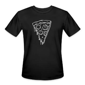 Pizza Slice Line Art - Men's Moisture Wicking Performance T-Shirt - black - Front - Jackson (183cm)