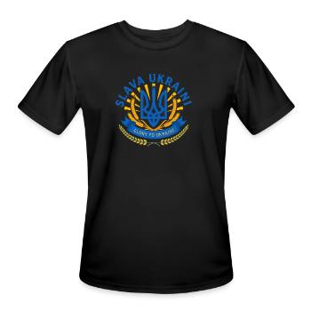 Slava Ukraini Emblem - Glory to Ukraine - Men's Moisture Wicking Performance T-Shirt - black - Front - Jackson (183cm)