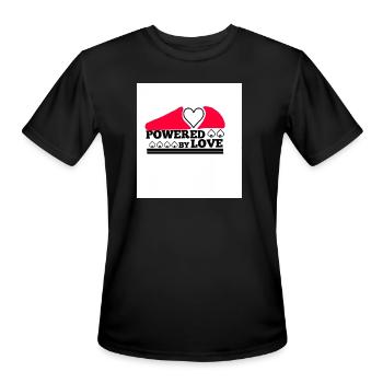 Powered by Love - Cute Couple T-Shirt - Men's Moisture Wicking Performance T-Shirt - black - Front - Jackson (183cm)