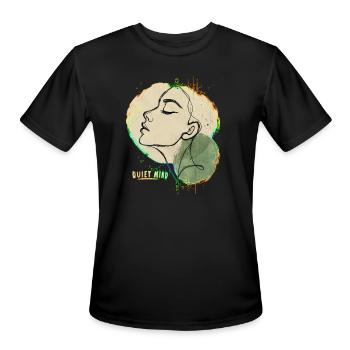 Quiet Mind Aesthetic Line Art Face Graphic T-Shirt - Men's Moisture Wicking Performance T-Shirt - black - Front - Jackson (183cm)