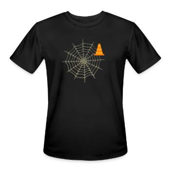 Caution Web Cone - Men's Moisture Wicking Performance T-Shirt - black - Front - Jackson (183cm)