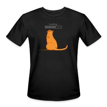 Orange Cat Waiting Loading Bar - Men's Moisture Wicking Performance T-Shirt - black - Front - Jackson (183cm)