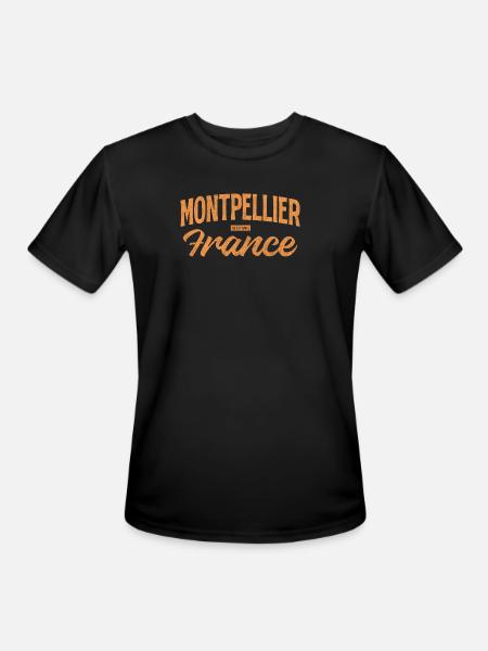 Montpellier France Retro Script - Men's Moisture Wicking Performance T-Shirt - black