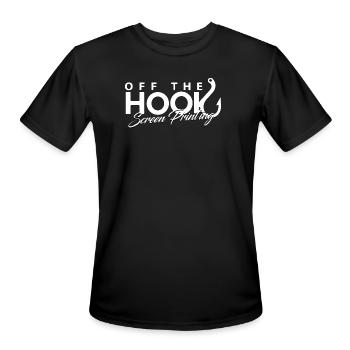 Off The Hook Screen Printing Logo - Men's Moisture Wicking Performance T-Shirt - black - Front - Jackson (183cm)