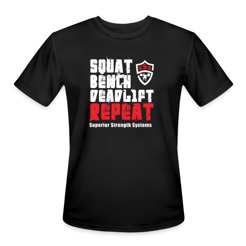 Squat Bench Deadlift Repeat with logo - Men's Moisture Wicking Performance T-Shirt