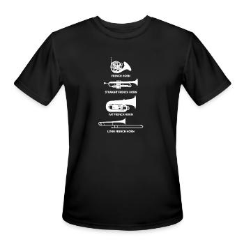 French Horn - Men's Moisture Wicking Performance T-Shirt - black - Front - Jackson (183cm)