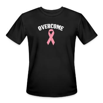 Overcome | Breast Cancer - Men's Moisture Wicking Performance T-Shirt - black - Front - Jackson (183cm)