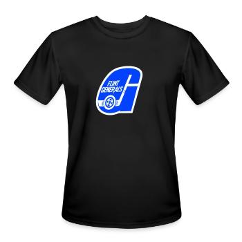 Flint Generals Vintage Hockey Logo - Men's Moisture Wicking Performance T-Shirt - black - Front - Jackson (183cm)