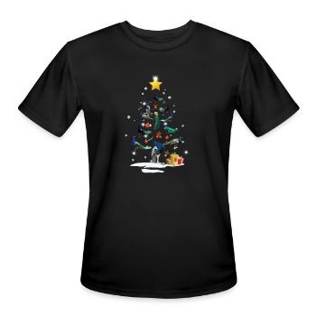 Peacock Christmas Tree Peacock Xmas Funny Gift - Men's Moisture Wicking Performance T-Shirt - black - Front - Jackson (183cm)