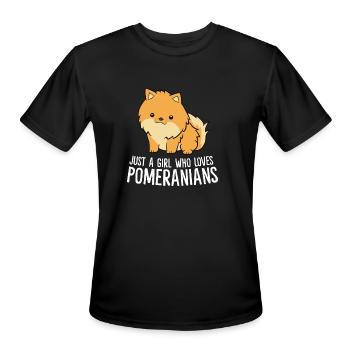 Just a Girl Who Loves Pomeranianspuppupperpuppytum - Men's Moisture Wicking Performance T-Shirt - black - Front - Jackson (183cm)