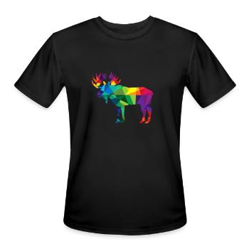 Moose Colorful Low Poly Art HUNTING Theme - Hunter - Men's Moisture Wicking Performance T-Shirt - black - Front - Jackson (183cm)