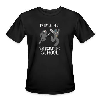 I Survived Her Passing Nursing School Gifts Him Bo - Men's Moisture Wicking Performance T-Shirt - black - Front - Jackson (183cm)