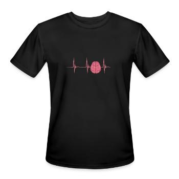 Neuro Nurse Brain Heartbeat EKG Pulse Neuroscience - Men's Moisture Wicking Performance T-Shirt - black - Front - Jackson (183cm)