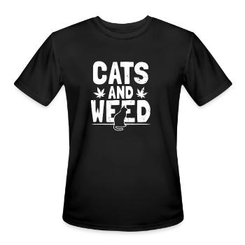 Cat Weed Design Cats And Weed Gift - Men's Moisture Wicking Performance T-Shirt - black - Front - Jackson (183cm)