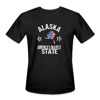 Alaska America's Okayest State - Men's Moisture Wicking Performance T-Shirt - black - Front - Jackson (183cm)