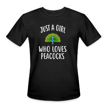 Just A Girl who loves PEACOCKS Funny PEACOCK - Men's Moisture Wicking Performance T-Shirt - black - Front - Jackson (183cm)